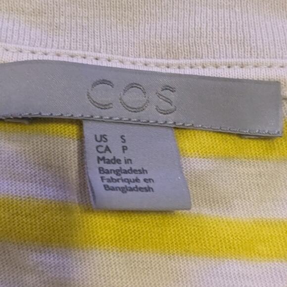 COS Relaxed Fit Yellow and White Striped Crew Neck T-shirt - Picture 3 of 5